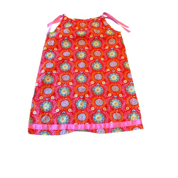 Hanna Andersson 140 Girls Cotton Floral Print Dress Size 12 Red & Multicolor - Picture 1 of 6